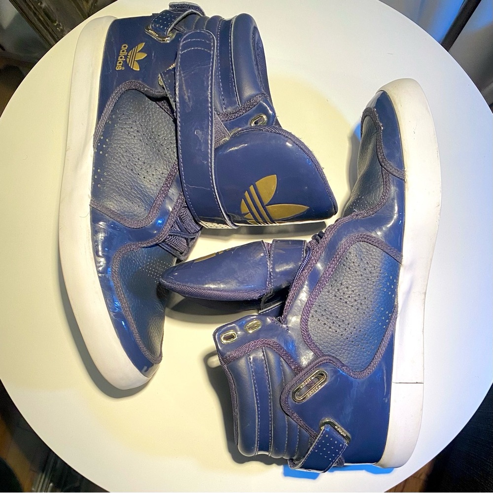 Adidas ORIGINALS Adirise Men’s High Top Sneakers Midn Blue & Gold Details 10.5 - Picture 4 of 9